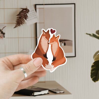 Sticker Foxes Love Vinyl - Decal Fox Wedding Kiss Cut