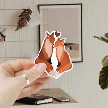 Autocollant Foxes Love Vinyl - Sticker Fox Wedding Kiss Cut 1