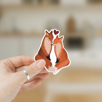 Autocollant Foxes Love Vinyl - Sticker Fox Wedding Kiss Cut 2