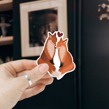 Autocollant Foxes Love Vinyl - Sticker Fox Wedding Kiss Cut 6