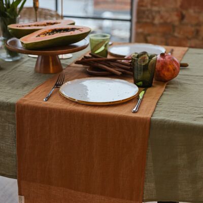 Cinnamon Linen Table Runner