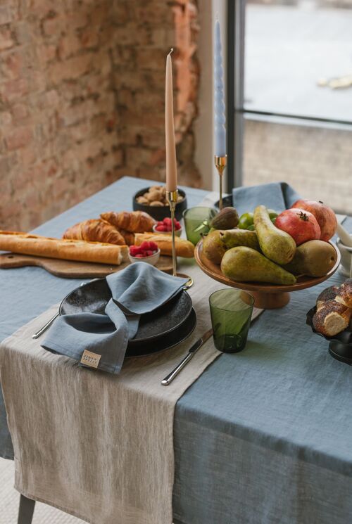 Natural Melange linen table runner