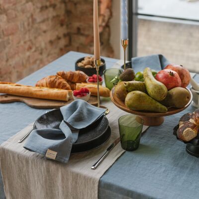 Natural Melange linen table runner