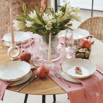 Pink linen table runner