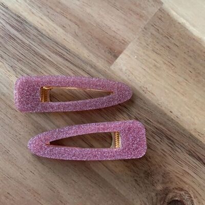 Pink glitter resin hair clip