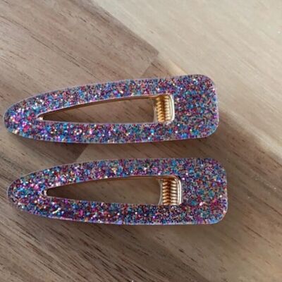Resin barrette with multicolored sequins