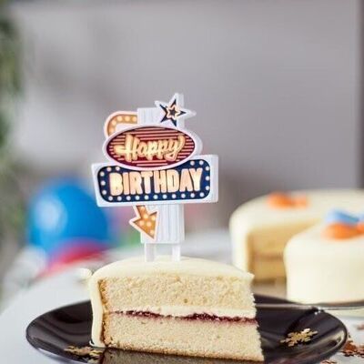 Blinkender Kuchenaufsatz Happy Birthday