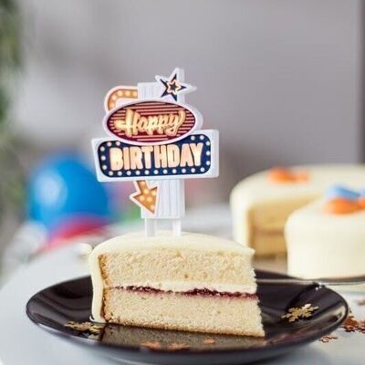 Joyeux anniversaire Blinkender Kuchenaufsatz