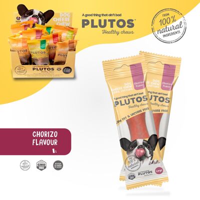 Dog chews treats - PLUTOS Cheese & Chorizo chew LARGE -100% natural, dog treats, dental chews, puppy chews, dog chew, yak, himalayan, protein chew, pet food, pet supplies, pet stores