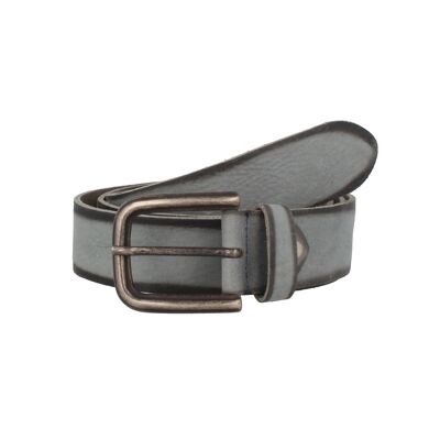 Jeans cuir homme Apollo ceinture foulonnée gris flammé/bleu