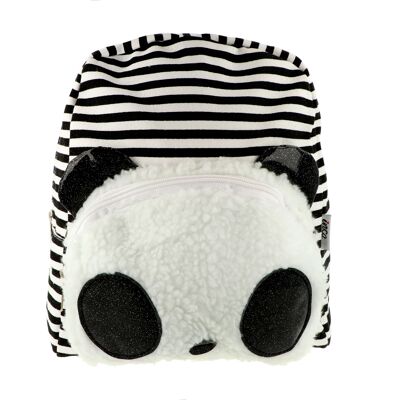Panda striped backpack - Outside pocket - With zipper
