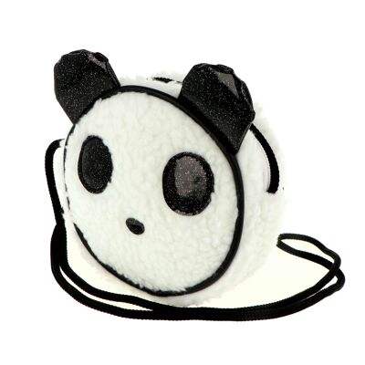 Panda-Gesichtstasche – rund – mit Reißverschluss – mit langem Riemen