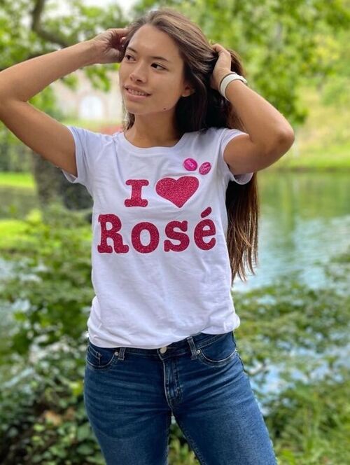 Tee shirt "I love Rosé" coton bio, print paillettes