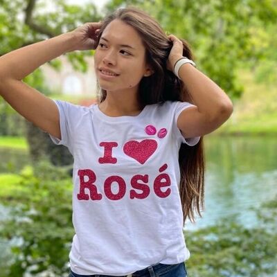 "I love Rosé" organic cotton t-shirt, glitter print