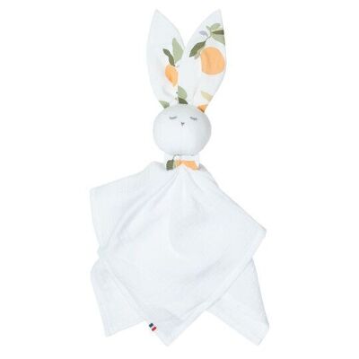 Doudou plat Lapin personnalisable, Clem, Fabriqué en France