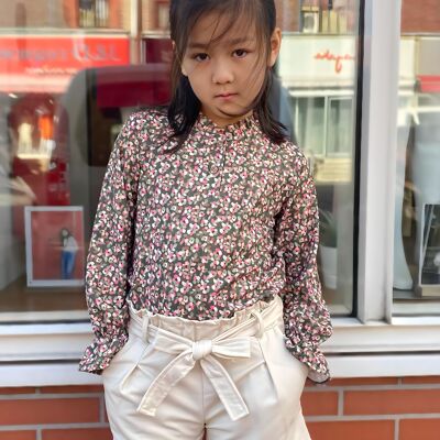 Long-sleeved liberty floral blouse for girls
