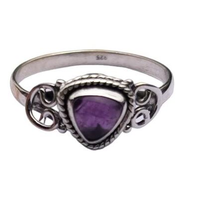 Anello fatto a mano in argento sterling 925 con ametista viola naturale dal design unico