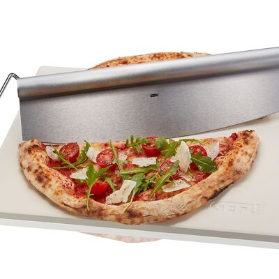 Pietra per pizza con telaio + coltello per tagliare DARIOSO, quadrato