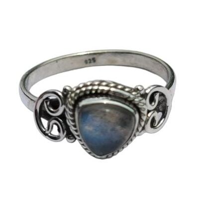 Beautiful Trillion Natural Labradorite Stone 925 Sterling Silver Handmade Ring