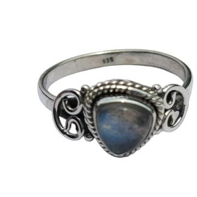 Beautiful Trillion Natural Labradorite Stone 925 Sterling Silver Handmade Ring