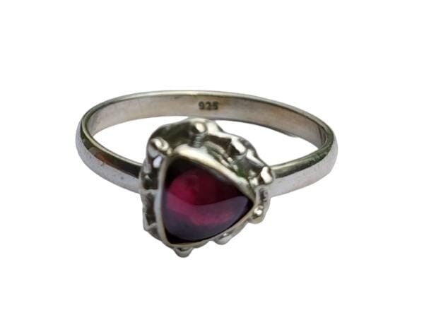 Anello classico fatto a mano in argento sterling 925 con granato naturale vintage trillion