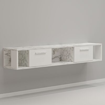 TV lowboard Aldora white marble look 160x30x30 cm