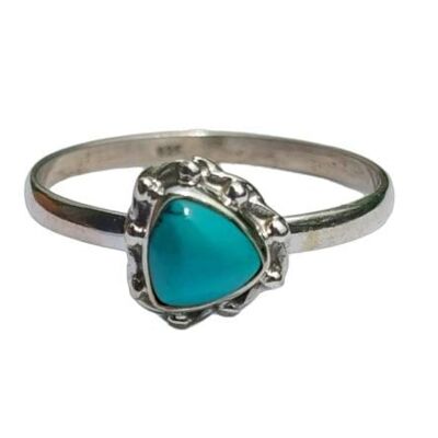 Blue Turquoise Trillion Cut Vintage Designed 925 Sterling Silver  Handmade Ring