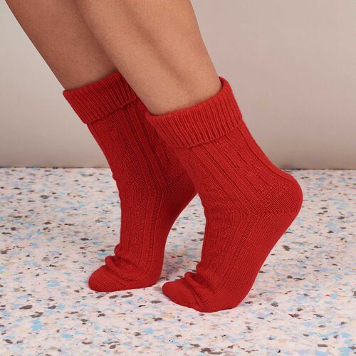 Cashmere Mix Slouch Socks - Bright Red