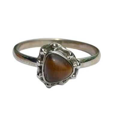 Bellissimo anello fatto a mano in argento sterling 925 con gemma occhio di tigre dorata taglio trilioni