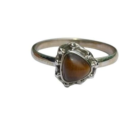 Beautiful Trillion Cut Golden Tiger's Eye Gemstone 925 Sterling Silver Handmade Ring