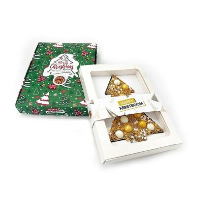 Coffret cadeau Happy Christmas sapin or chocolat (180g)