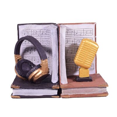 Resin Bookend with Microphone and Headphones - Set of 2