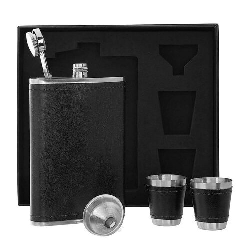 Stainless Steel Hip Flask Gift Set with 2 Cups & Funnel