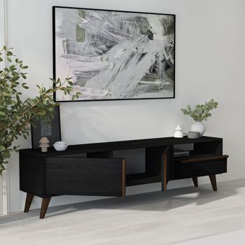 Meuble bas TV Allen aspect bois noir 13