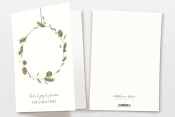 Carte pliée avec enveloppe Couronne de Noël avec pommes de pin, certifiée FSC 4