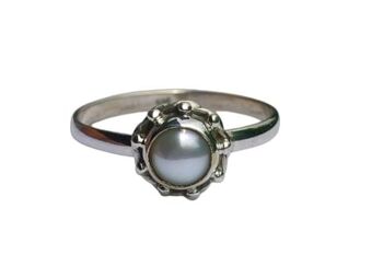 Bague faite à la main en argent sterling 925 avec perle d'eau douce ronde classique 1