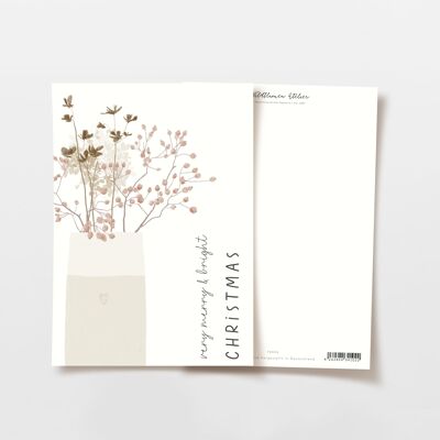 Vase carte postale pour Noël avec fleurs séchées, certifié FSC