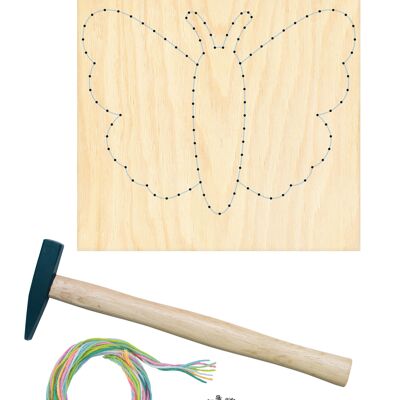 Nail picture set, thread picture, thread tension picture, string art craft set with butterfly motif