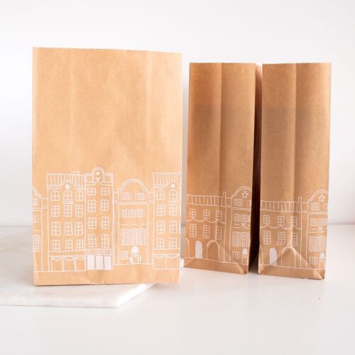 Christmas Houses Large Paper Bag | Kraft Paper Bag 200, 600 or 1200