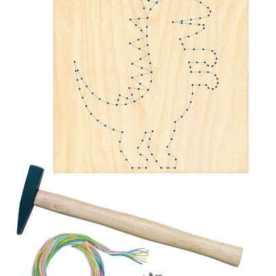 Nail picture set, thread picture, thread picture, string art craft set with dinosaur motif