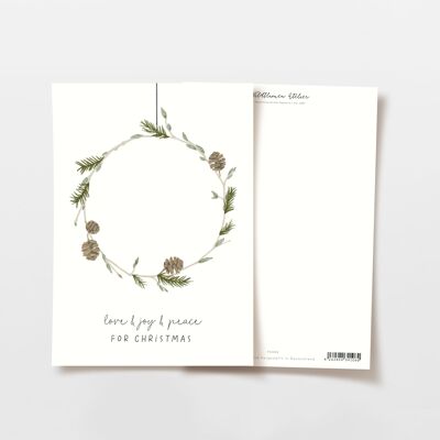 Postcard Christmas wreath with pine cones, FSC certified