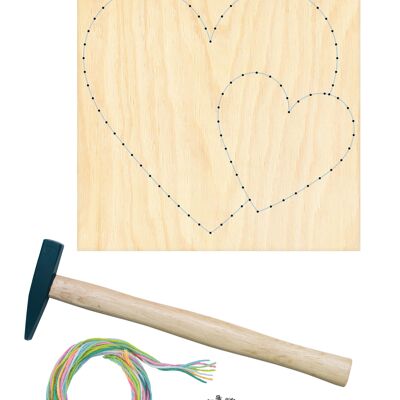 Nail picture set, thread picture, thread tension picture, string art craft set with heart motif