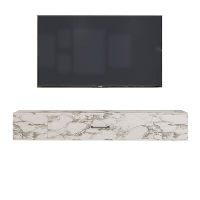 TV lowboard Acworth white marble look