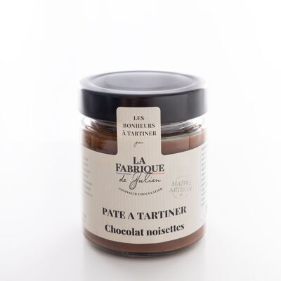 Nos deux best-sellers ! Pack de 12 pâtes à tartiner artisanales 6 au caramel au beurre salé + 6 chocolat-noisettes - 200g - La Fabrique de Julien
