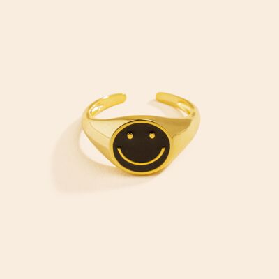 Schwarzer Smiley-Ring