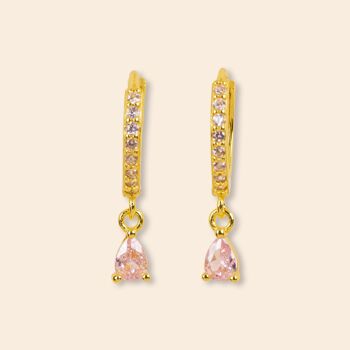 Diamant Hoops Goutte Rose 1