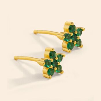 Boucle d'Oreille Fleur Verte 1