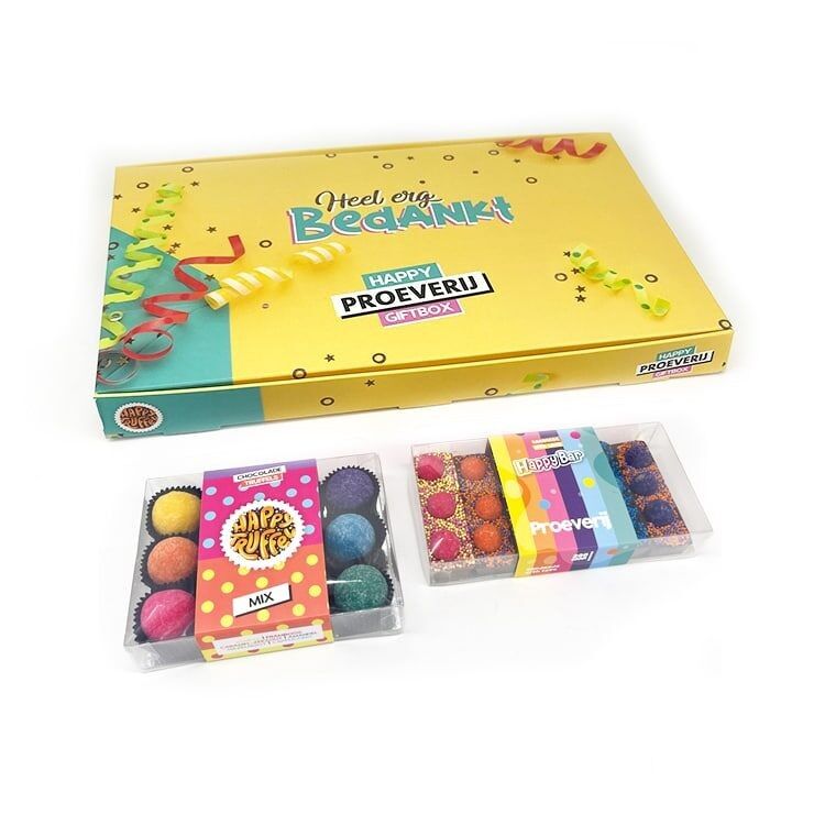 Caja regalo chocolate – Muchas gracias – Mezcla de trufa de chocolate / Tiras de chocolate