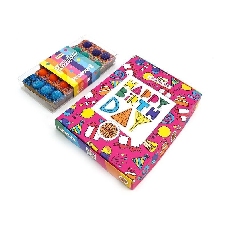 Schokoladenstreifen-Geschenkbox „Happy Birthday“