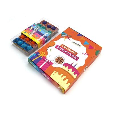 Caja de regalo de tiras de chocolate "Felicidades"